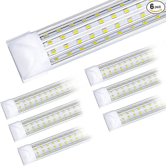 (6-Pack), 8FT LED Shop Light, Super Bright 120W Shop Lights, 19800LM 5000K 8 Foot Led Lights, Linkable 96" Shop Lights Lighting for Garage with Plug, U Shape T8 8' Led Light Fixtures