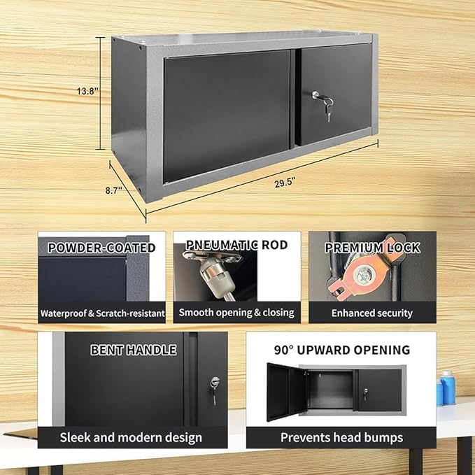 Steel Garage Storage Cabinet System, Tool Organization, for Workshop Auto Repair Shop, No Wall Mounting Needed