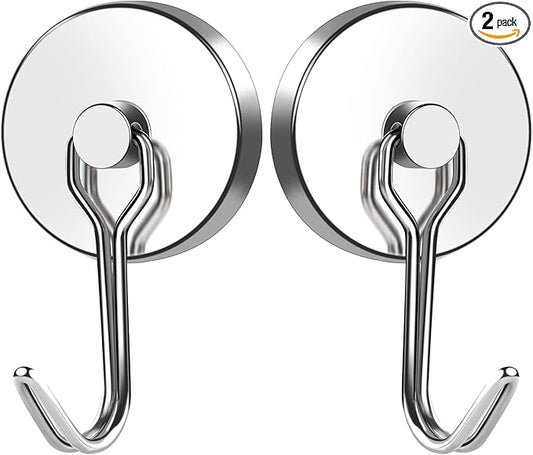 MIKEDE 110LB Magnetic Hooks, Neodymium Magnet Hooks for Hanging, Swivel Swing Magnetic Hook Heavy Duty, Strong Magnet with Hooks for Cruise, Kitchen, Camping, Door, Locker - 2 Pack