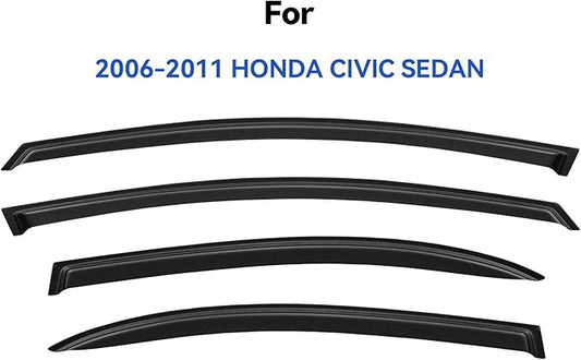 Window Visors Rain Guards for 2006 2007 2008 2009 2010 2011 Honda Civic, Out-Channel Window Vent Wind Deflectors Visors Shades for 06 07 08 09 10 11 Civic Sedan