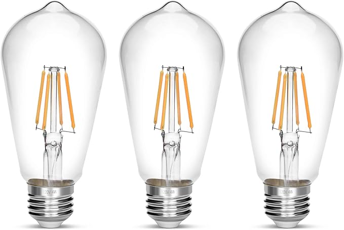LED Edison Bulb,Antique 40W Vintage Bulb,E26 Non Dimmable Led Bulb 450 Lumens 2700K, Warm White, Pack of 3