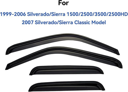 Window Visors Rain Guards for 1999-2006 Chevy Silverado/GMC Sierra 1500/2500/ 3500/ 2500HD, Window Vent Wind Deflectors Visors Shades for 2007 Silverado/Sierra Classic Model - Extended Cab