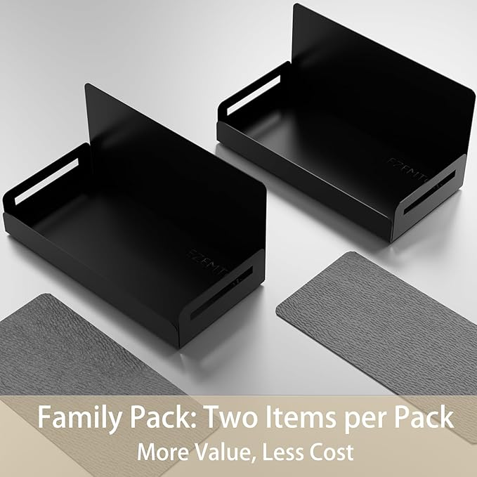 2-Pack Magnetic Spice Rack for Refrigerator - Heavy-Duty 20LB Capacity - Strong Magnetic Shelves for Classroom Whiteboards and Garage Tools, Kitchen Organizer for Utensils, Black