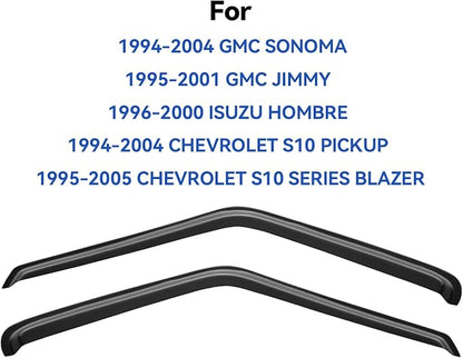 Window Visors Rain Guards for 1994-2004 Chevrolet S10/GMC Sonoma, Out-Channel Window Vent Wind Deflectors Visors Shades for 1995-2005 S10 Blazer/S15 Jimmy, 1996-2000 Isuzu Hombre, 2PCS