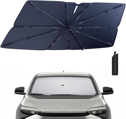Windshield Sun Shade Umbrella for 2023-2025 Toyota bZ4X Accessories: Custom Fit 210T Silver, Foldable Sunshade Front Window Sun Visor, Blocks UV Rays, Keeps Car Cool for XLE/Limited FWD/AWD
