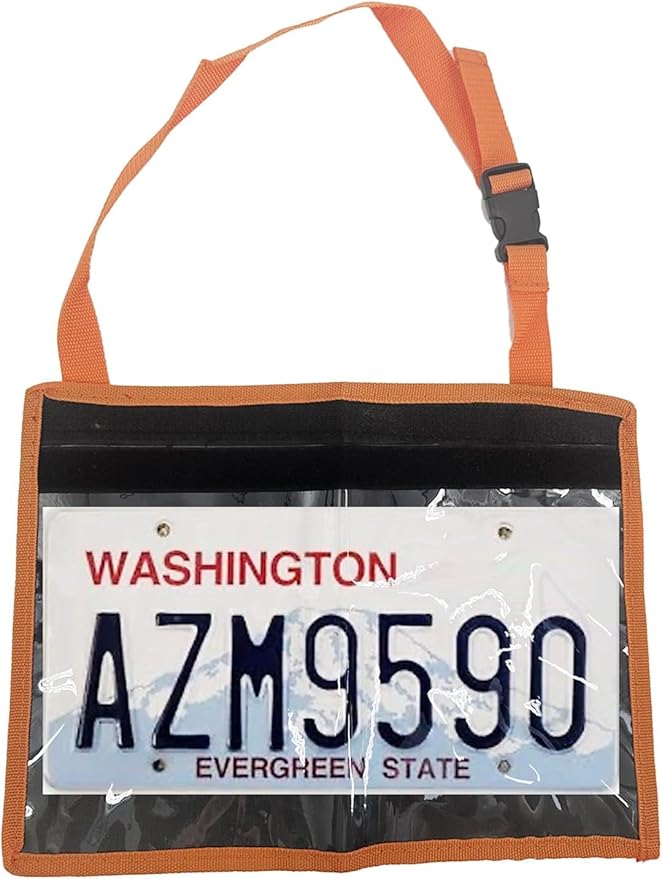 License Plate Holder with Hanging Strap, Test Drive Tag Bag, Dealer Plates License Frame Cover, for Car SUV Truck (Orange, 5)