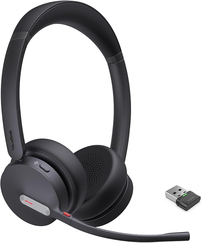 Yealink BH70 UC Wireless Bluetooth Headset with Microphone for Work, up to 35h Talking Battery, Teams UC Compatible Headsets for Computer Mobile, 147g Lightweight Headphone for Open Office 50m Range