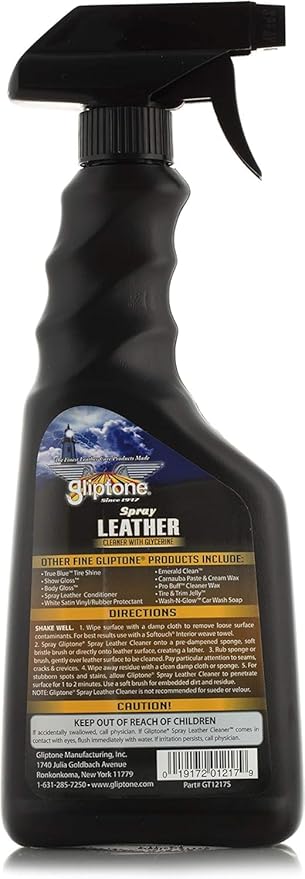Spray Leather Cleaner with Glycerine Spray, pH Balanced, Safely Cleans and Restores, 17 fl oz