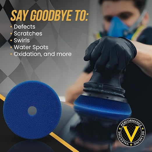VPD SDO Blue Foam Polishing Pad - Premium Compounding & Polishing Pad for Heavy Defect Removal, Hard Paint & Deep Etching, Medium/Heavy Cutting Compounds, Tapered Edge, Made in USA, 3.5"
