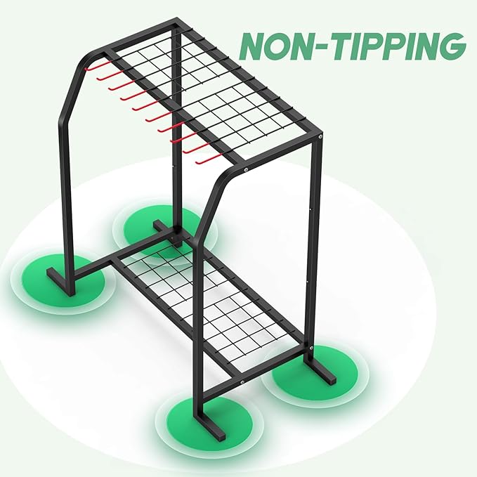 Trieez Extra Large Garden Tool Organizer for Garage, NEVER FALL OVER - Yard Tool Organizer Garage for Organization and Storage, Tool Rack for Shed, Outdoor, Tool Stand