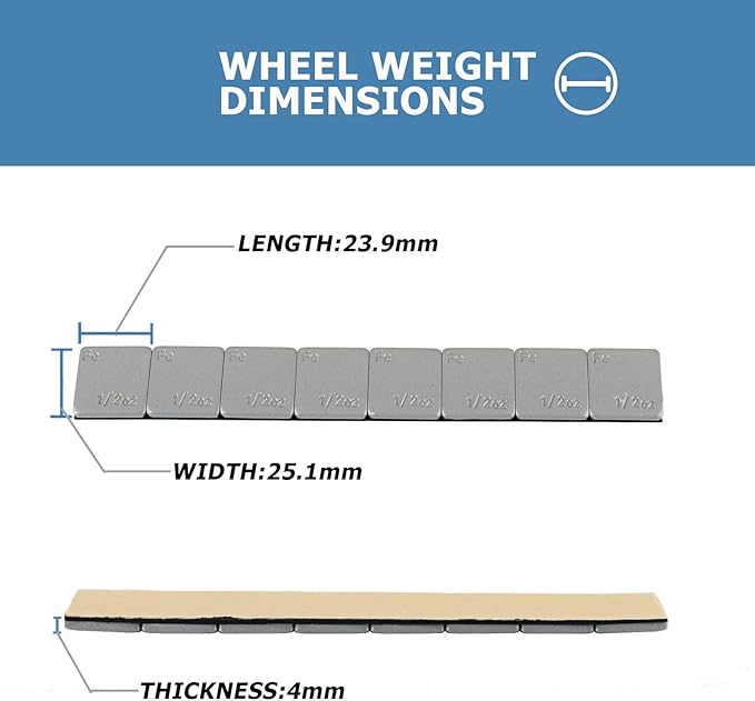0.5 Oz Stick on Wheel Weights（144pcs,72oz）,1/2 Oz Gray Adhesive Backed Wheel Weights for Cars, Trucks, SUVs, Motorcycles, Low Profile