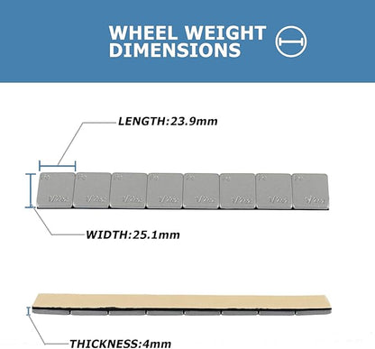 0.5 Oz Stick on Wheel Weights（144pcs,72oz）,1/2 Oz Gray Adhesive Backed Wheel Weights for Cars, Trucks, SUVs, Motorcycles, Low Profile