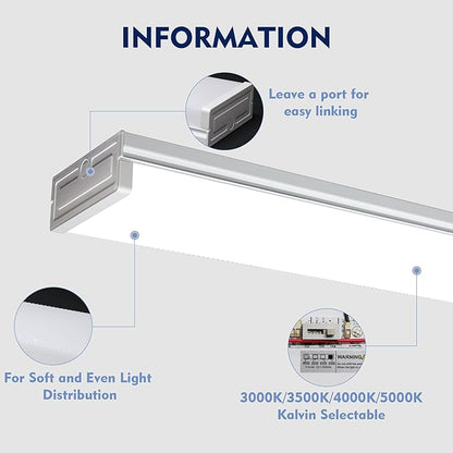 5PK 4FT LED Shop Light - Wraparound, Surface Mount, Office & Garage Ceiling Light