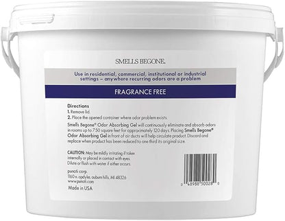 SMELLS BEGONE 1-Gallon Odor Absorber Gel - Air Freshener & Odor Eliminator for Homes, Garages & Commercial Buildings - Industrial Size - Fragrance Free