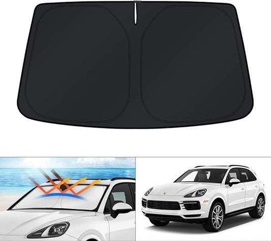 KUST Custom Fit Windshield Sun Shade for 2019-2025 Porsche Cayenne Accessories Sunshade Foldable Window Sun Visor Protector Blocks UV Rays Keep Your Car Cooler
