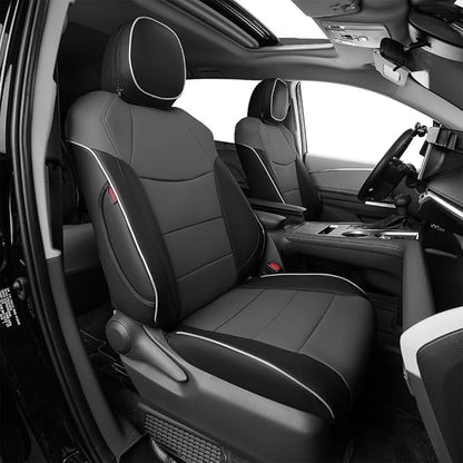 EKR Sienna Seat Covers for 2021 2022 2023 2024 2025 Toyota Sienna LE, XLE,8 Seats,2nd Row 4/2/4 Split,Waterproof Seat Covers Full Set for Trucks,Car Seat Protectors - Three Row,Leather (Black/Gray)