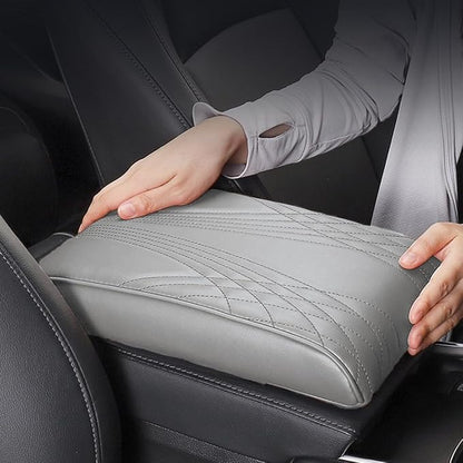 Car Center Console Cover, Memory Foam Car Armrest Cushion, Beige Auto Arm Rest Pad, Leather Arm Rest Covering Car, Hand Rest Pillow for SUV/Truck/Vehicle (No.2 Gray)