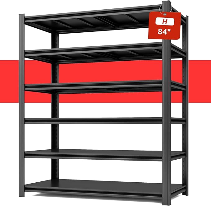 84" H x 55.12" W 6 Tier Metal Garage Storage Shelves, 3600 LBS Heavy Duty Adjustable Shelving Unit for Warehouse, Basement, Kitchen, Store Display, Flower Stand, Office, Classroom, 23.62" D