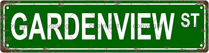 GARDENVIEW ST Vintage Metal Tin Sign, Street Sign, Home Decor, Room Decor, Wall Decor, Bathroom Decor, Bar Decor, Cafe Decor, Garage Decor, 16 x 4 Inch