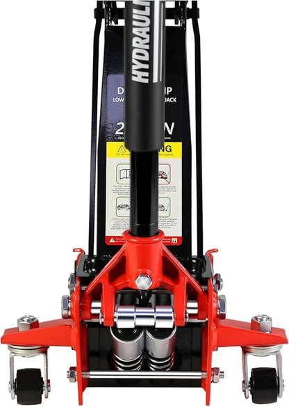 2.5 Ton Low Profile Floor Jack - Heavy Duty With Dual Piston Quick Lift Pump, Steel Car Jack Adjustable Height 3.5"-19.5", Hydraulic Trolley 5000 LBS Capacity, Red
