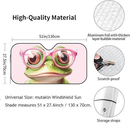 Funny Frog Car Sun Shade Windshield Sunshade Foldable Front Window Shield Cover for Truck SUV