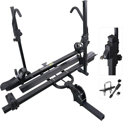 TRAILV2 Hitch Mount 2-Bike Rack with Bike Ramp - Tilt, Fold, Anti-Theft Hitch & Wheel Lock, 170lbs Capacity, 2-Inch Receiver, Up to 5.0" Fat Tire, Electric Bike Rack for Car, SUV, RV, Truck