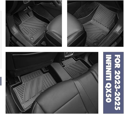 Floor Mats Fit for 2019-2025 Infiniti QX50 Floor Liner Cargo Mats，All-Weather TPE Floor Liner Rear Cargo Trunk Liner Protector for 2019 2020 2021 2022 2023 2024 2025 Infiniti QX50 Accessories