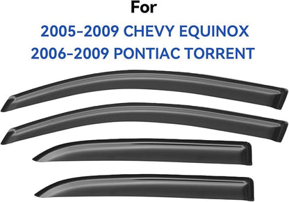 Window Visors Rain Guards for 2005 2006 2007 2008 2009 Chevy Equinox, Out-Channel Window Vent Wind Deflectors Visors Shades for 2006-2009 Pontiac Torrent