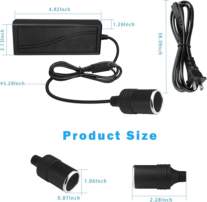 inShareplus 12V 5A 60W AC to DC Converter, 12 Volt Cigarette Lighter Adapter, AC 100-240V to DC 12V Car Lighter Adapter to Wall Outlet Adapter, 12V Power Supply for Car Devices (MP3, Fan, Dash Cam)