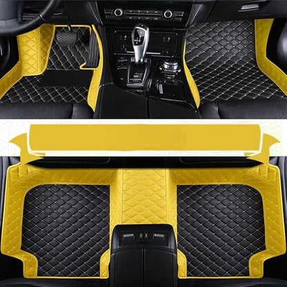 Custom Artificial Leather Waterproof All-Weather Car Floor Mats Fit for 99% Sedan SUV Sports Car Vehicle Car Mat (Yellow Black Beige)