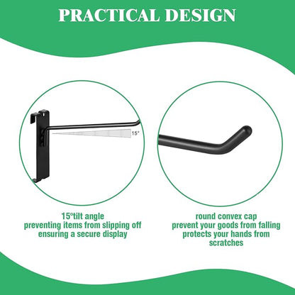 40Pcs 10" Gridwall Display Hooks Assortment Set, Black Metal Grid Wall Panel Hanging Display Hook for Garage Shop Retail Storage, Wire Diameter 5mm/ 0.2”