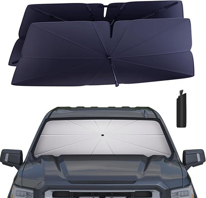Windshield Sun Shade Umbrella for 2010-2025 Dodge RAM 2500/3500 Accessories: Custom Fit 240T Silver, Double Thickened, Foldable Window Sunshade, Ultimate 99% UV Blocking for Tradesman, Big Horn
