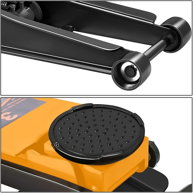 DNA MOTORING Low Profile Hydraulic Trolley Service/Floor Jack, 3 Ton (6000 lbs) Capacity Heavy Duty Hydraulic Car Jack, Lifting Range 3"-20", Orange, TOOLS-00475-OG