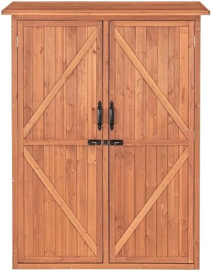 Leisure Season MCS5137 Multi Compartment Storage Cabinet - Brown - Indoor and Outdoor Shed for Garden, Patio, Shed, Backyard, Front Porch, Garage - Tool Organizer and Furniture with Shelves, Cabinets