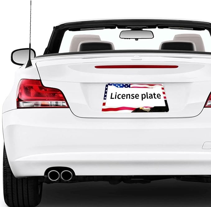American Flag License Plate Frame American Flag License Plate Holder American Flag Eagle License Plate Frame Covers US Car Tag Frame Stainless Aluminum 2 Pack 2 Holes Decorative 2 Pcs Set for Men