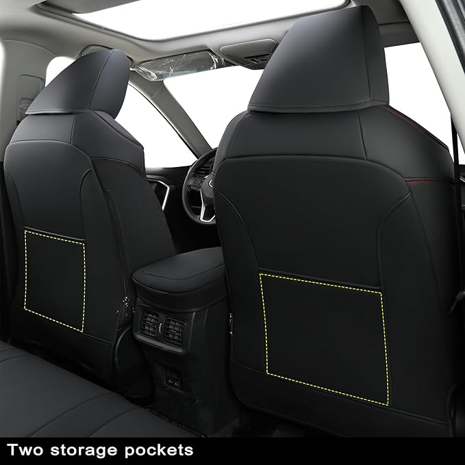RISINGSTAR Rav4 Seat Covers, fit 2019-2025 Toyota Rav4 XLE LE XLE Premium Limited Base SUV, not for Adventure and TRD-Off(Black&Red)