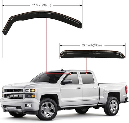 Nilight Window Visor Compatible with Chevy Silverado 1500/Avalanche 2007 2008 2009 2010 2011 2012 2013 GMC Sierra 1500/Silverado/Sierra 2500-3500HD Crew Cab Yukon XL in Channel Rain Guards