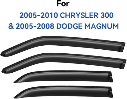 Window Visors Rain Guards Shield for 2005-2010 Chrysler 300, Out-Channel Window Vent Wind Deflectors Visors Shades for 2005-2008 Dodge Magnum