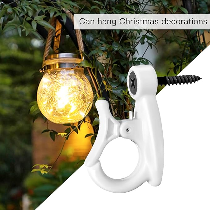 Light Hanger Hooks,String Light Hooks,Screw-in Hooks for Hanging String Lights and Wire,Plants,Wind Chimes,Plastic,White,20 Pack