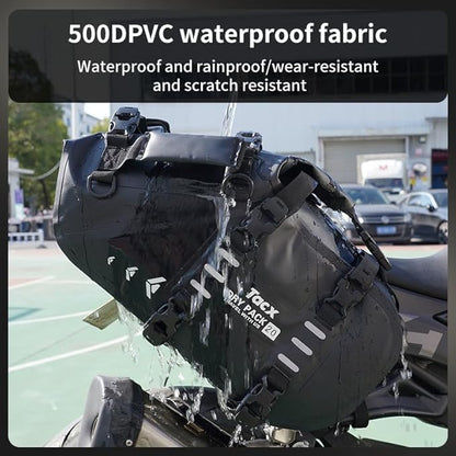 Motorcycle Saddle Bags Tail Bag, 20L Roll-top Waterproof Motor Detachable Side Trunk Bag, Motor Panniers Luggage Bag for Motorcy