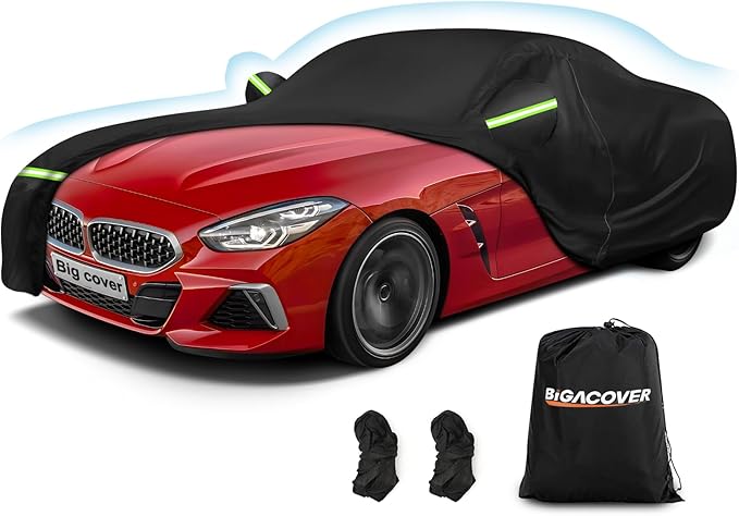 Car Cover for BMW Z4 E85 E86 E89 G29 Z4 M40i Coupe Roadster 2002-2025 Z4 Automobiles, Waterproof 420D Oxford Cover Outdoor Full Car Covers with Zipper Windproof Heavy Duty All Weather (Black)