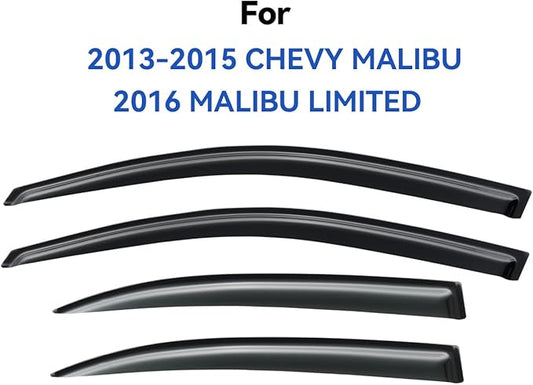Window Visors Rain Guards for 2013 2014 2015 13 14 15 Chevy Malibu, Out-Channel Window Vent Wind Deflectors Visors Shades for 2016 Malibu Limited