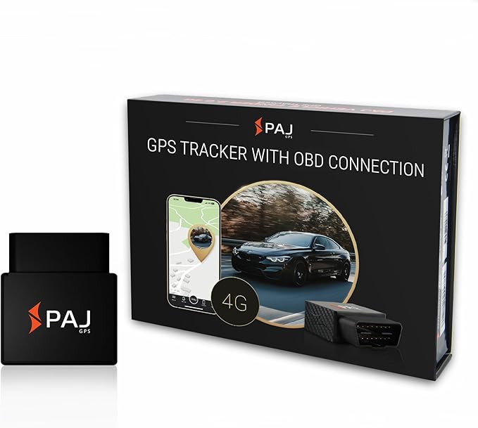 PAJ GPS OBD GPS Tracker 4G LTE, Fleet GPS Tracker, Real Time Tracking Device for Trucks & Transporters, Car Tracking with Alarm Notifications on Location, Speed Monitoring, Permanent Battery via OBD2