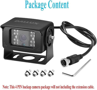 Bus Truck Vehicle Backup Cameras Wide View Angle cab cam Rearview Reverse Waterproof Night Vision 4 PIN Cam for Travel Trailer/Pickup/Van/RV Camper/Motor Home (12V,package not include extension cable)