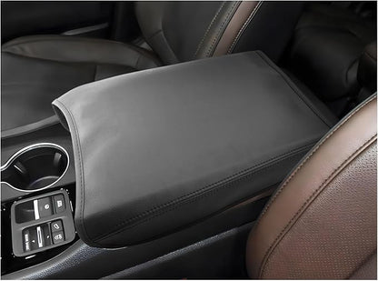 LUWU Center Console Cover Compatible with 2023 2024 2025 Honda Pilot & 2024 2025 Ridgeline & 2024 2025 2026 Honda Passport Accessories Armrest Console Cover Interior Accessories Leather (Thin Black)