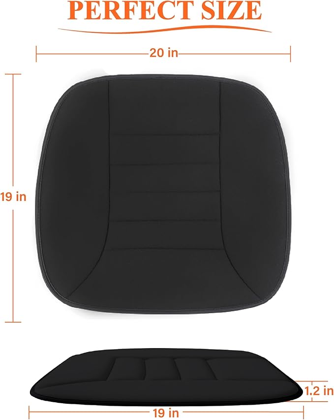 kingphenix Car Seat Cushion with 1.2inch Comfort Memory Foam, Seat Cushion for Car and Office Chair (Black)