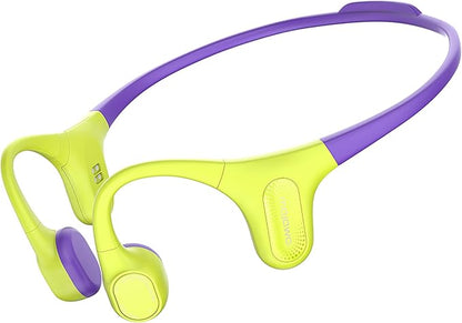 Aerra Bone Conduction Sport Headphones, IP67 Waterproof Workout Earphones, Open-Ear, Wireless Bluetooth with Mic, Secure and Comfortable for Running and Cycling, Green and Purple