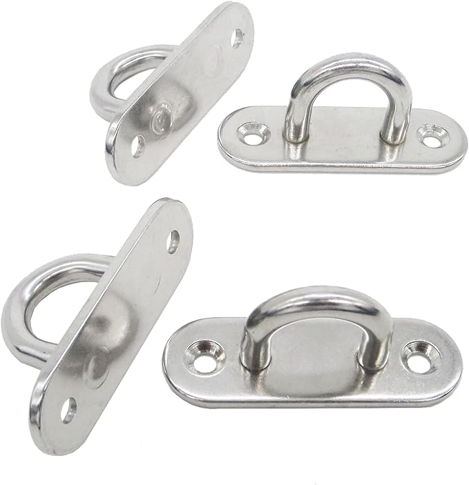 Stainless Steel Ceiling Hooks & Wall Hangers - Heavy Duty M8 Screw Mount, Rust-Proof Anchor Straps for Garage, Outdoor, Storage (4-Pack)
