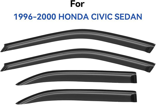 Window Visors Rain Guards Shield for 1996-2000 Honda Civic Sedan, Out-Channel Window Vent Wind Deflectors Visors Shades for 96-00 Civic