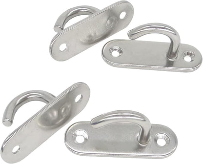Stainless Steel Ceiling Hooks & Wall Hangers - Heavy Duty M8 Screw Mount, Rust-Proof Anchor Straps for Garage, Outdoor, Storage (4-Pack)